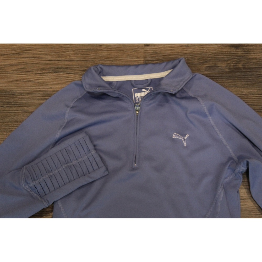 Puma Golf Pullover Top Womens Small S Blue Quarter Zip Long‎ Sleeve